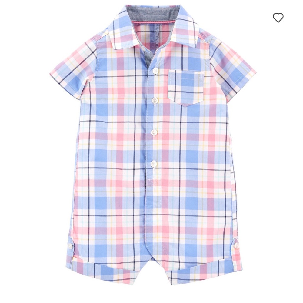 Carter’s Plaid Poplin Romper size 3 months